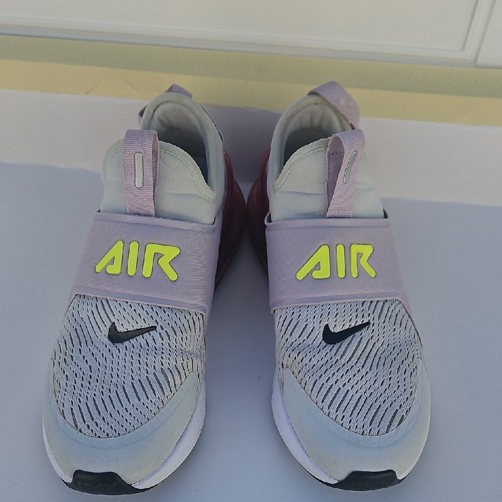 Nike Kids Air Slip-On Sneakers - Gray and Neon Yellow